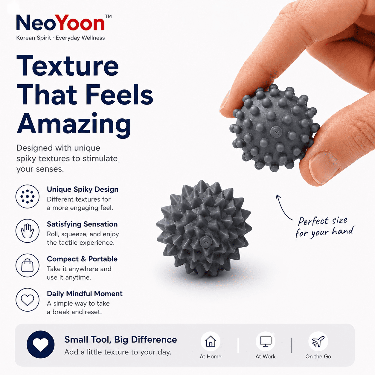 NeoYoon textured ball held in hand